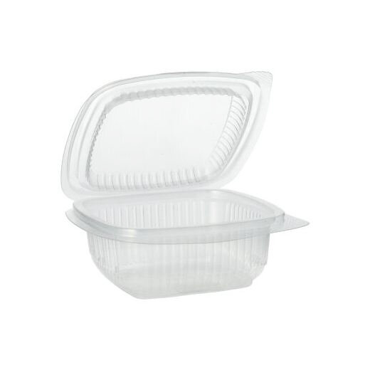 Verpackungsbecher mit Klappdeckeln, PP rechteckig 250 ml transparent (10 x 100 Stück)