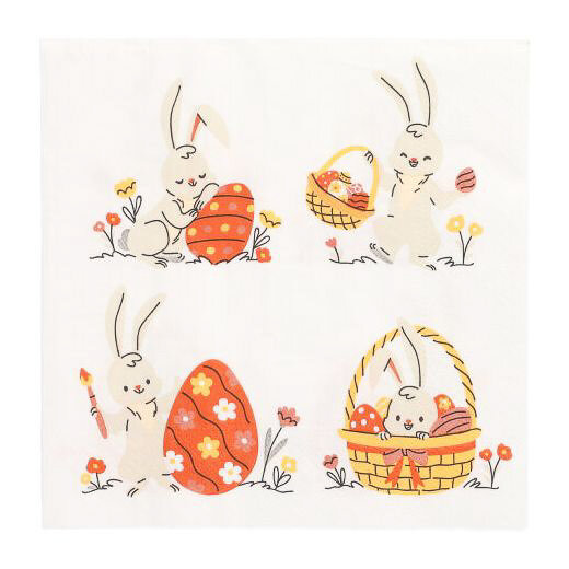 Servietten, 3-lagig 1/4-Falz 33 x 33 cm "Rabbit Parade" (Pack a 20 Stück)