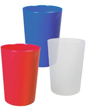 Becher, Zahnputzbecher, farblich sortiert, (Tüte a 5 Stück)