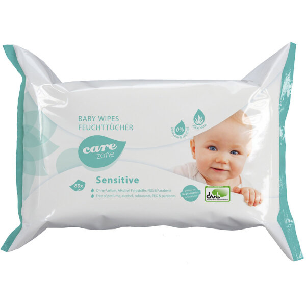 CAREZONE BABYWIPES SENSITIVE, Feuchtpflegetücher, Hände & Hautpflege 80 Tücher