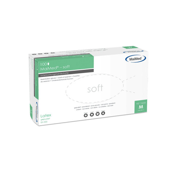 MaiMed® – soft Latex-Einmalhandschuh, gepudert (Box a 100 Stück) (Abverkauf)