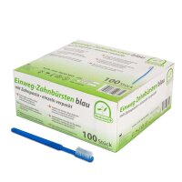 Einmalzahnbürsten, einzeln verpackt, mit Paste blau (100 Stück pro Box)