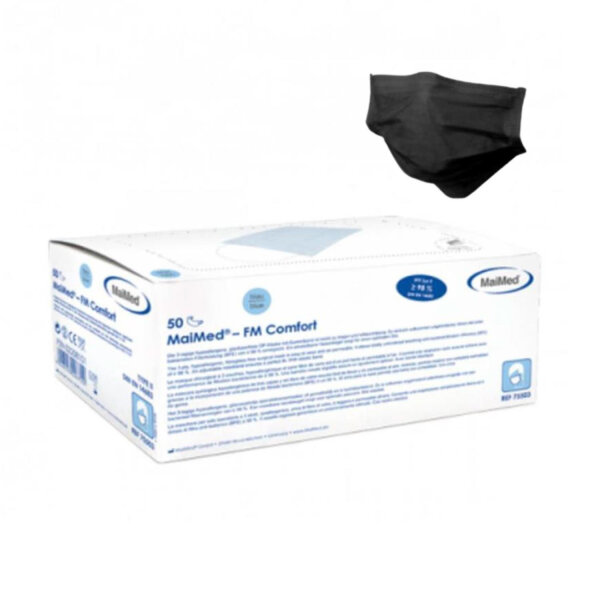 MaiMed® – FM Comfort, Mundschutz 3-lagig, Typ II, schwarz (Box a 50 Stück)