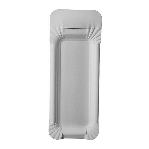 Pappteller eckig mit Anfasser "pure", 8 x 21 cm ( 16 x 25 = 400 Stück)