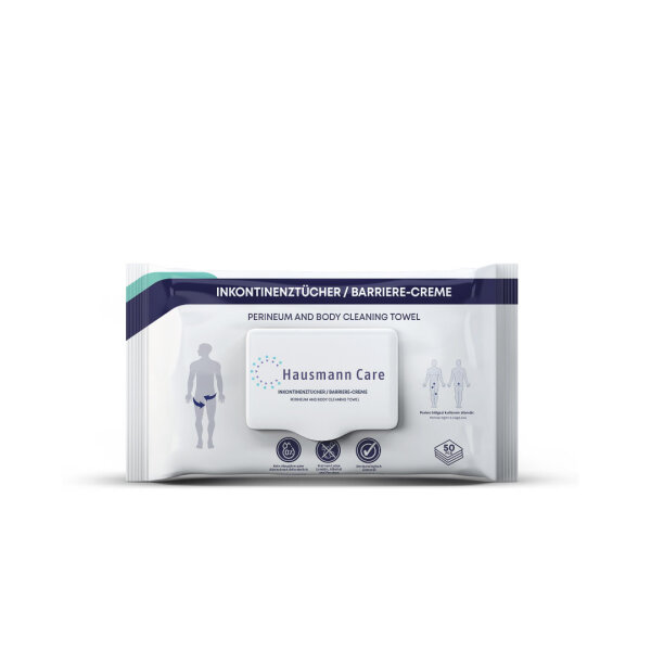 Hausmann Care Inkontinenz-/Pflegetücher mit Reinigungs-/Barriere Creme, (Pack a 50 Tücher)