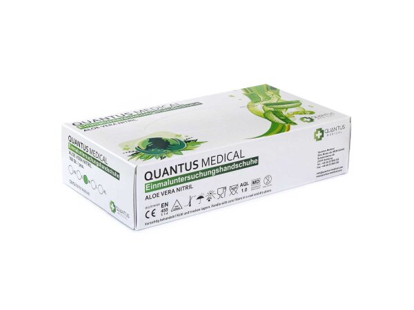Quantus Medical Aloe Vera Nitrilhandschuh, Hewag Sonderposten Box a 100 Stück in verschiedenen Größen
