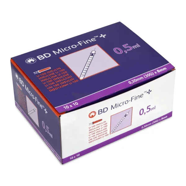 BD Micro-Fine + U100 Insulinspritze 0,5ml (30G) 0,3 x 8 mm Kanüle Pack à 100 Stück