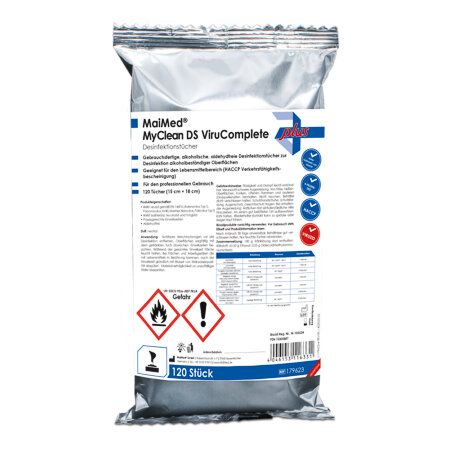 MaiMed MyClean DS ViruComplete, vorgetränkte Desinfektionstücher, Nachfüllpack für die Dose (150 Blatt)