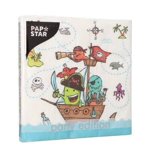 Servietten Pirate Crew 33 x 33 cm 3-lagig 1/4 Falz | 10 Pack à 20 Servietten