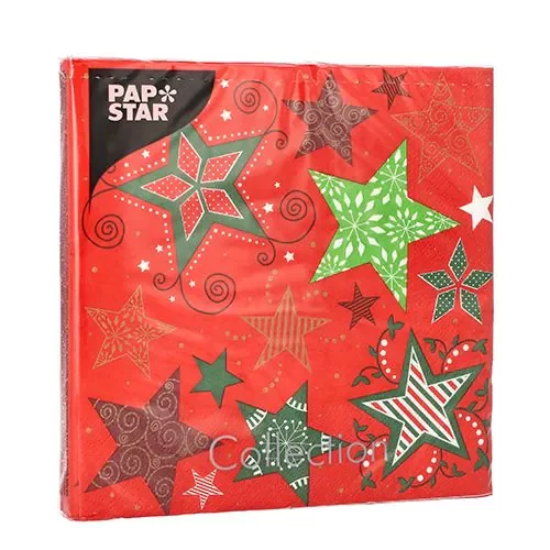 Servietten Heavenly Stars 33 x 33 cm 3-lagig 1/4 Falz | 15 Pack à 20 Servietten