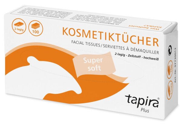 Tapira plus Kosmetik-Tücher I Zupf-Tücher I 2 lagig supersoft (Box a 100 Tücher)