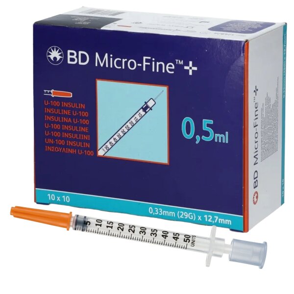 BD Micro-Fine+ Insulinspritze 0,5ml (29G) 0,33 x 12,7 mm Kanüle