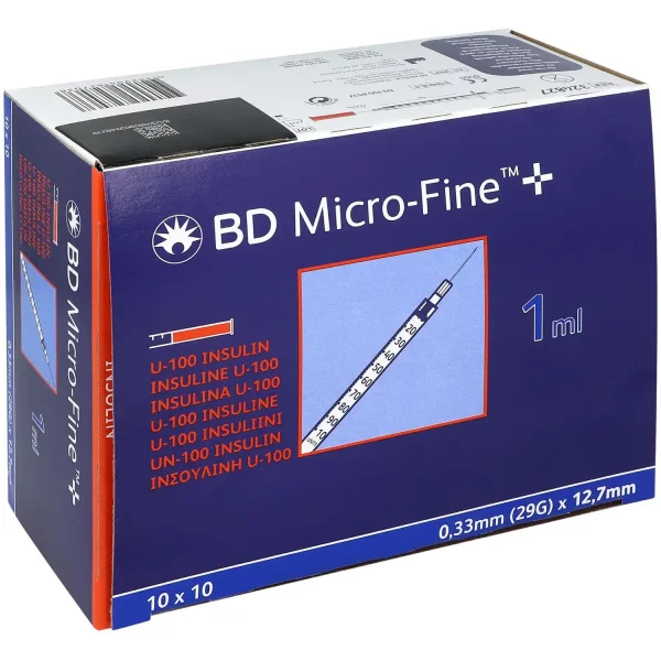 BD Micro-Fine+ U-100 Insulinspritze 1ml (29G) 0,33 x 12,7 mm Kanüle | Pack à 100 Stück
