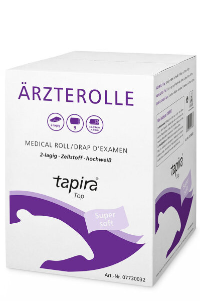 Tapira Ärzterolle 50 m - 2-lag, I 49 x 35cm I hochweiß I Zellstoff (9 Rollen)
