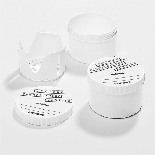 melident Zahnprothesendose weiß mit Schraubdeckel und Siebeinsatz (5 Stück)