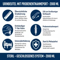 Steriler Urinbeutel mit Probenentnahmeport 2000ml