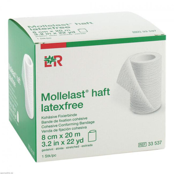 Mollelast haft latexfrei weiß, 20 m x 8 cm Packung mit 1 Stück