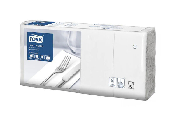 (47740238) Tork Soft Lunchservietten, 2 lagig, 1/8Head Falz,  weiß, 33 x 33 cm (Karton 2000 Stück)