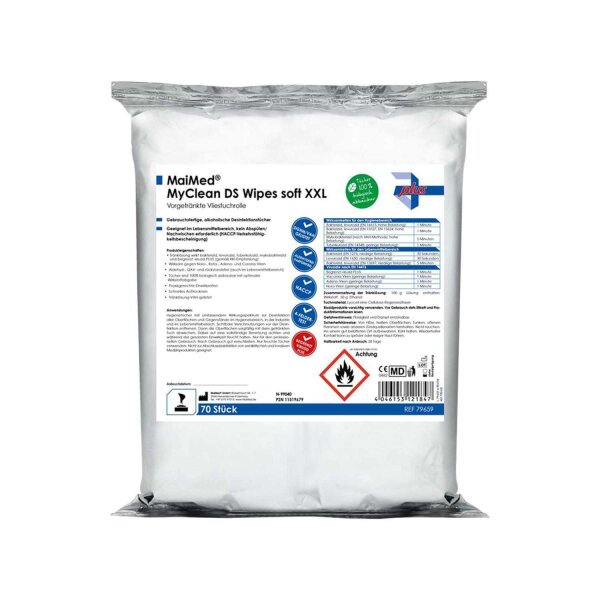 MaiMed MyClean DS vorgetränkte, gebrauchsfertige Wipes (Vliestuchrolle) soft XXL 70 Blatt (Rolle)
