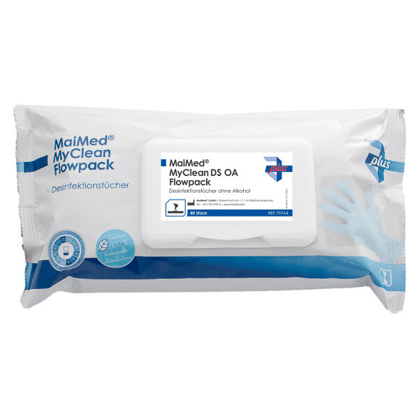 MaiMed MyClean DS OA (beg. viruzid) Flowpack vorgetränkte, gebrauchsfertige Wipes (Pack 80 Tücher)