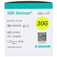 Sterican 0,30 x 12, 30G x1/2 Insulin, 100 Stück