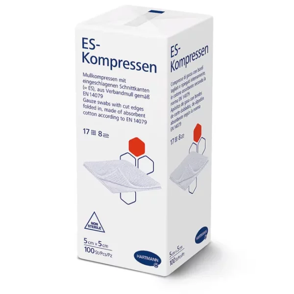 ES-Kompressen, unsteril, 8fach 5x5cm, 100 Stück, PZN: 01447157