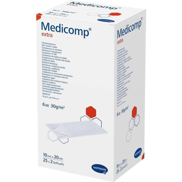 MEDICOMP extra Vlieskompressen steril 10 x 20 cm 6lagig, 25 x 2 Stück