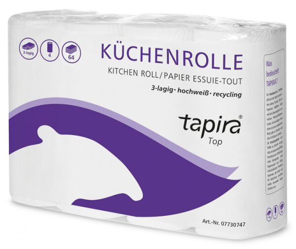 TAPIRA TOP Küchenrolle, 3-lagig, 26 x 22cm (4 Rollen)