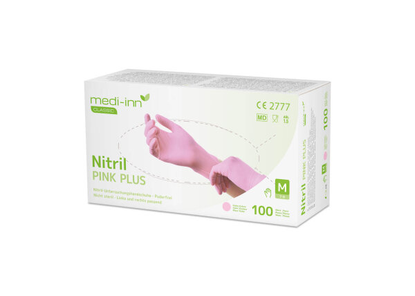 medi-inn® Einmalhandschuhe CLASSIC Nitril puderfrei PINK PLUS, (10x100 Stück)