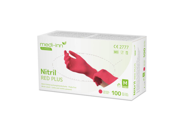 medi-inn® Einmalhandschuhe CLASSIC Nitril puderfrei RED PLUS, (10x100 Stück)
