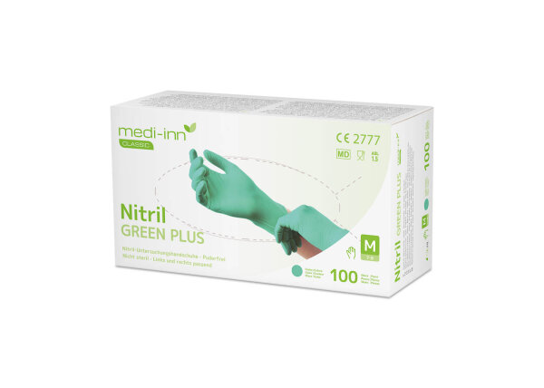 medi-inn® Einmalhandschuhe CLASSIC Nitril puderfrei GREEN PLUS, (10x100 Stück)