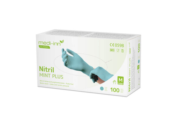 medi-inn® Einmalhandschuhe CLASSIC Nitril puderfrei MINT PLUS, (10x100 Stück)
