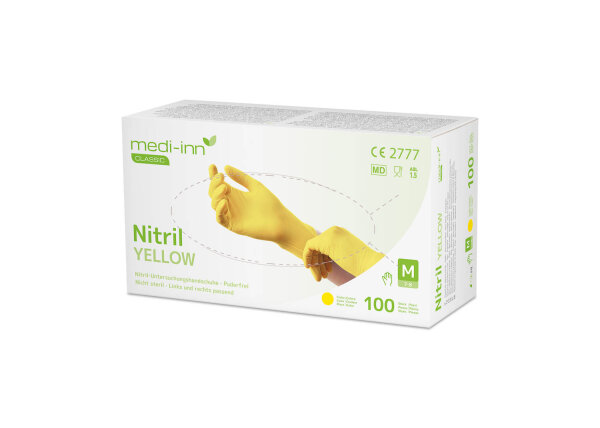 medi-inn® Einmalhandschuhe CLASSIC Nitril puderfrei YELLOW, (10x 100 Stück)