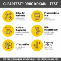 Cleartest Kokain Urintest 1 Teststreifen für professionelle Diagnostik