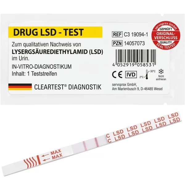Cleartest LSD Urintest Teststreifen für professionelle Diagnostik 1 Test