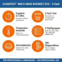 CLEARTEST Multi Drug Discreet ECO 9-fach Urintest 1 Test