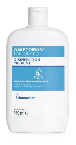 ASEPTOMAN® Parfümfrei, begrenzt viruzid, alkoholisches Händedesinfektionsmittel, (150 ml Kittelflasche)