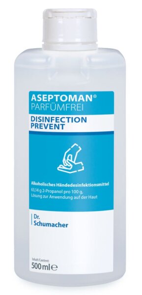 ASEPTOMAN® Parfümfrei, begrenzt viruzid, alkoholisches Händedesinfektionsmittel, (500 ml Flasche)