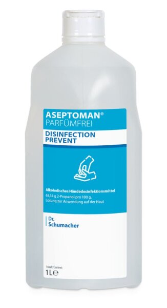 ASEPTOMAN® Parfümfrei, begrenzt viruzid, alkoholisches Händedesinfektionsmittel, (1000 ml Flasche)