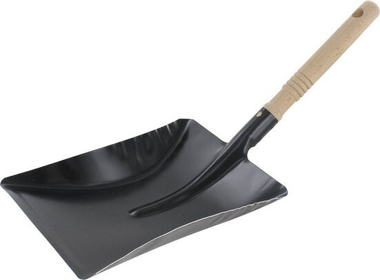 Kehrblech metall schwarz mit Holzstiel, Schaufel schwarz lackiert